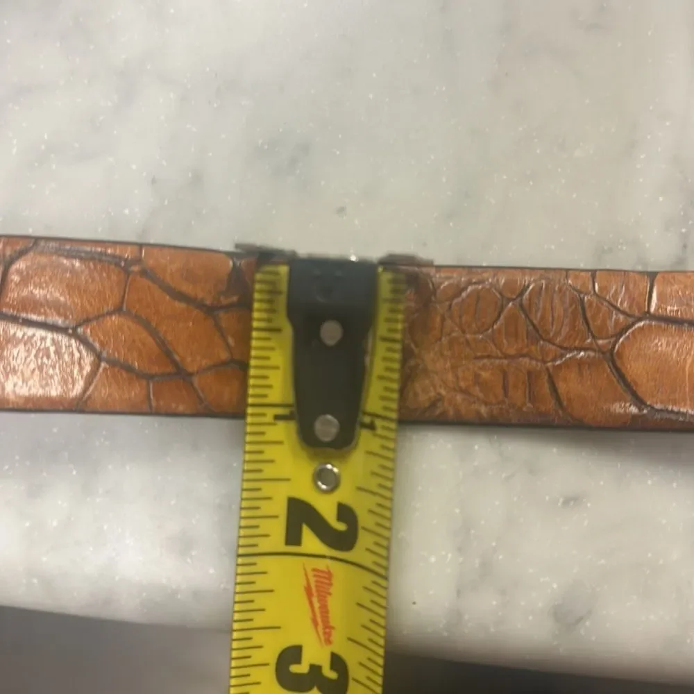 Vintage Iceberg Jeans Brown Leather Croc Embossed Belt Size 42 Italian